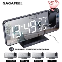 Réveil numérique de Miroir LED GAGAFEEL , Radio-réveil électronique de bureau réveil USB , Projecteur radio FM , mode de gradation