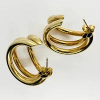 Boucles d'oreilles triple créoles entrelacées - plaqué or