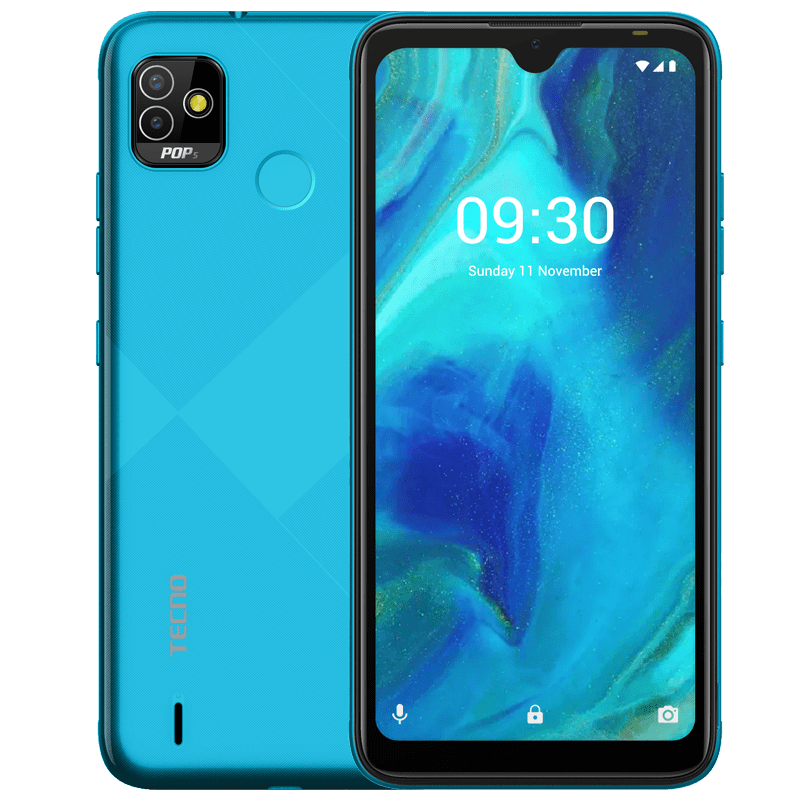 Tecno Pop 5 P – Écran 6.52″ – ROM 32GB – RAM 2GB – Caméra 8/8MP – Bleu