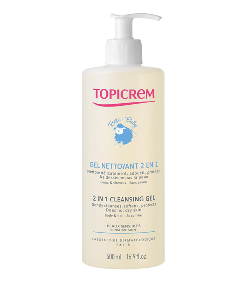 Topicrem bébé gel nettoyant 2 en 1 cheveux et corps 500ml