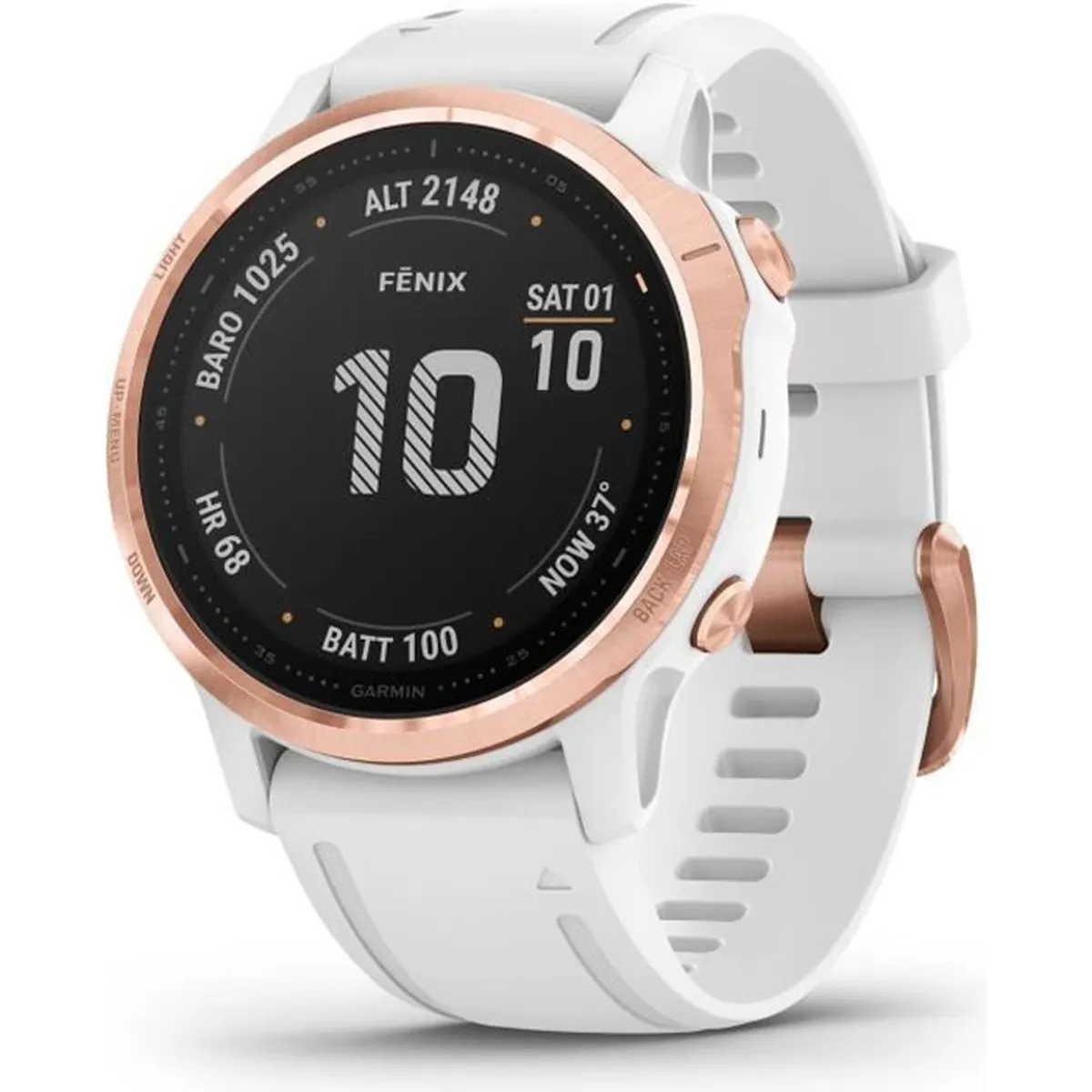 Garmin fenix 6S PRO - Montre GPS multisports haut de gamme - Rose Gold avec bracelet blanc