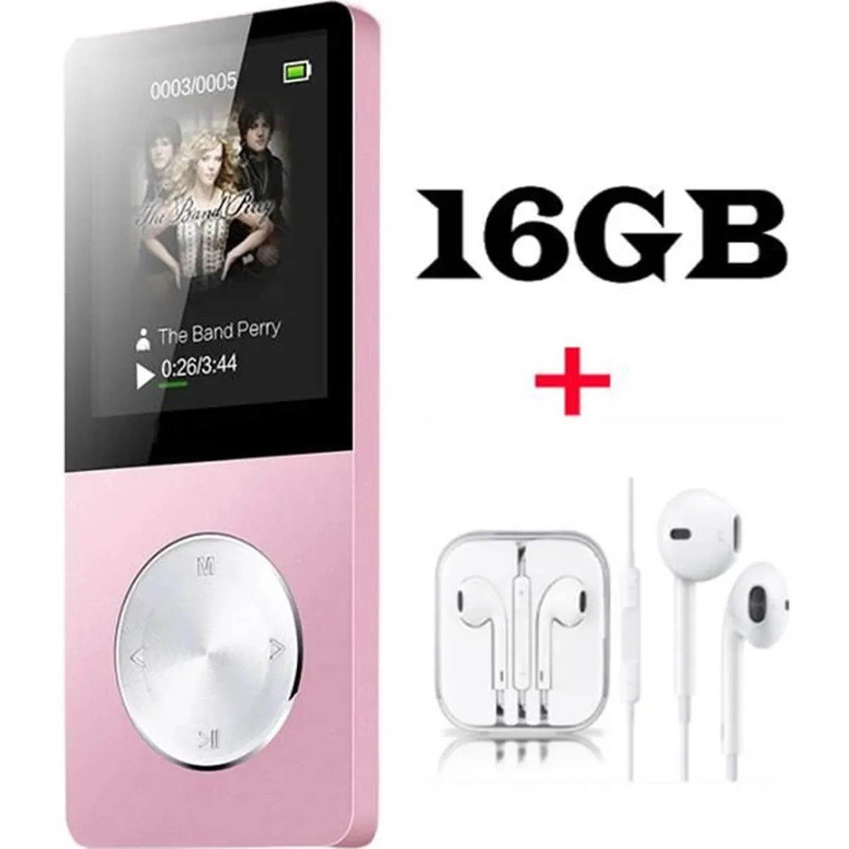 FULOZO® Lecteur MP3/MP4 16GO Baladeur Multi-fonction Lecteur Métal Player Vidéo Radio FM Musique Jeux+Écouteurs - ROSE