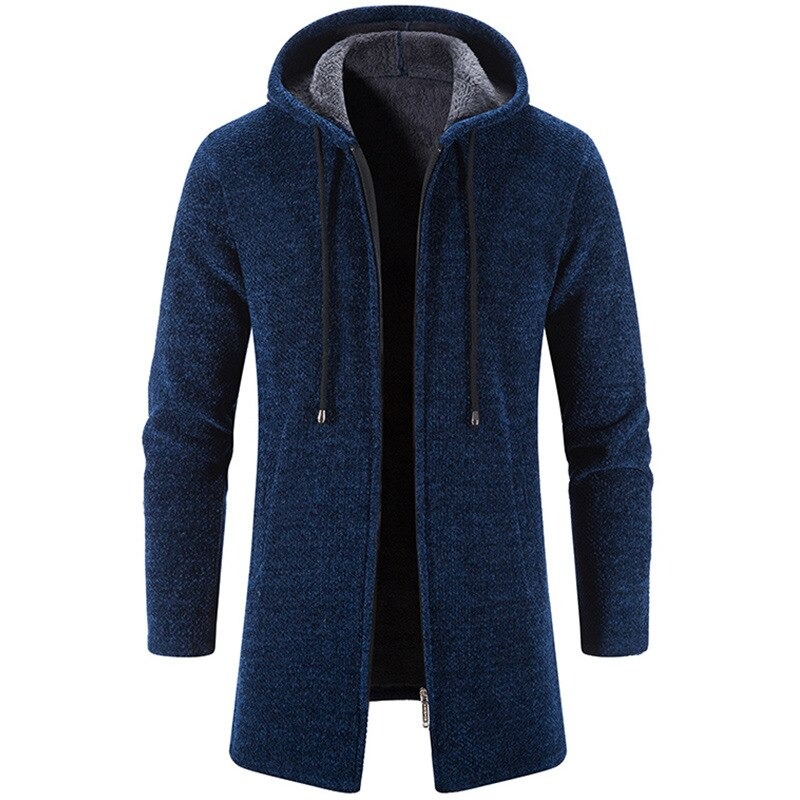 Cardigan d'hiver en polaire pour homme pull épais à capuche